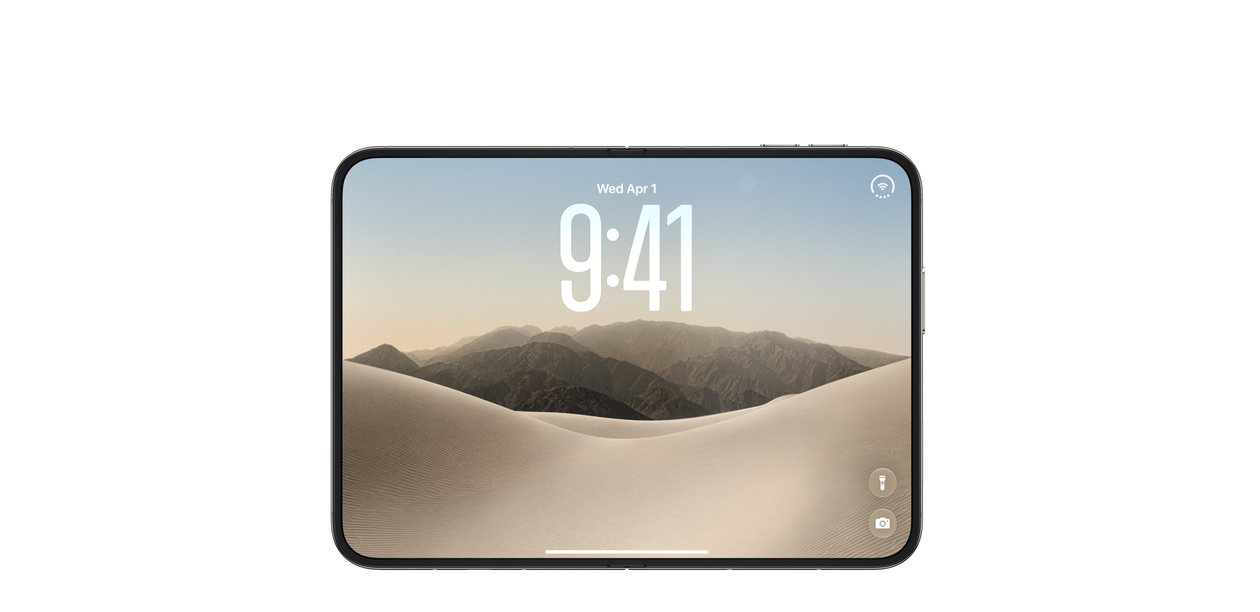 Écran intérieur de l’iPhone Duo affichant l’écran verrouillé